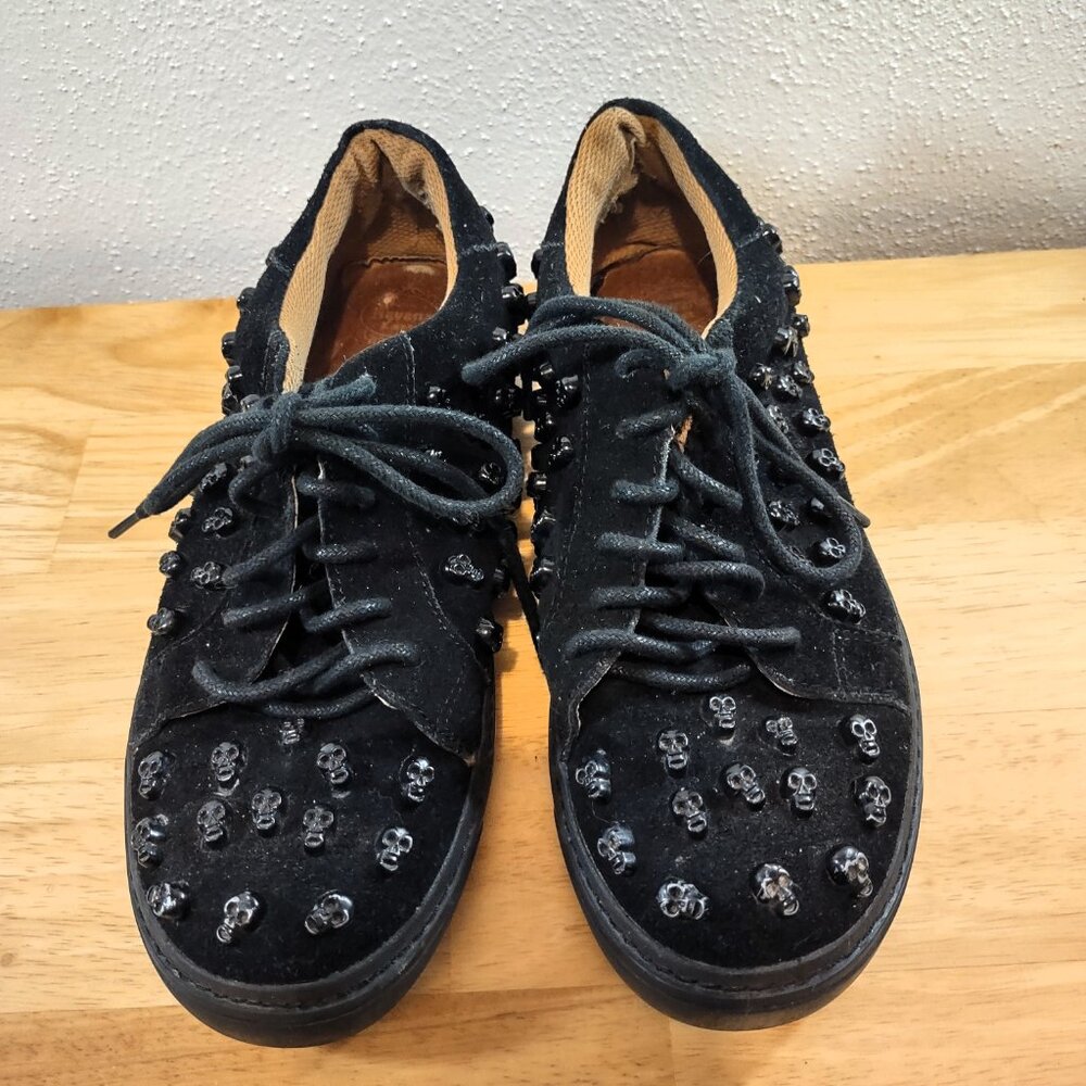 Jeffery Campbell  Black Suede Athletic Havana Goth Skull Women's Size 7.5